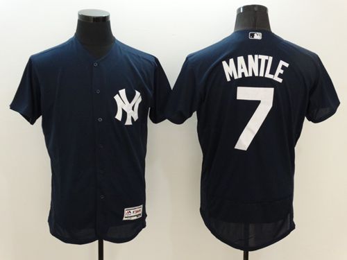 Yankees #7 Mickey Mantle Navy Blue Flexbase Authentic Collection Stitched MLB Jersey - Click Image to Close